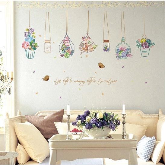 ウォールステッカー おしゃれ 吊るし花飾り 壁シール カントリー風 フラワーポット 漂流瓶 飴玉 送料無料 Sk7057 N M 通販 Yahoo ショッピング