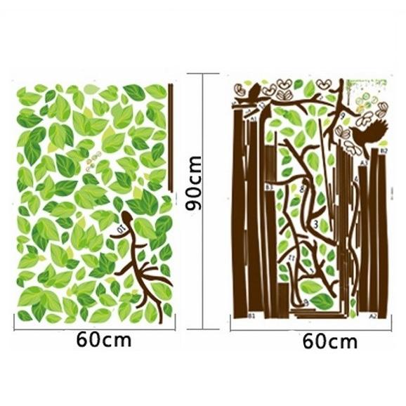 ウォールステッカー 大サイズ ツリーとフォトフレーム 壁シール おしゃれ グリーンリーフ 小鳥 送料無料｜n-m｜06