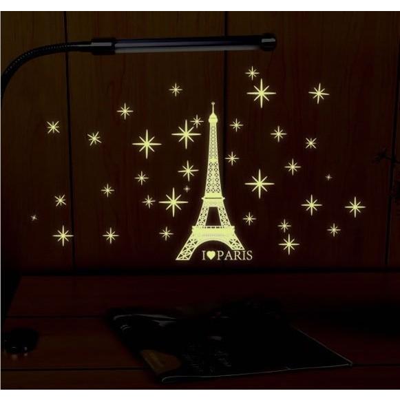 ウォールステッカー エッフェル塔 星 蓄光シール 暗闇で光る パリ 蛍光 小さい タワー 送料無料｜n-m｜02