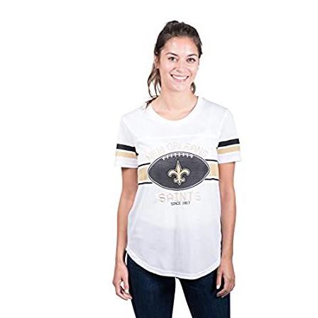 Nflレディースジャージtシャツ メッシュヴァーシティストライプ半袖シャツ チームロゴ入り ホワイト M ホワイト好評発売中 海外並行輸入正規品