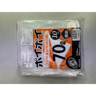プラテック45 P7004-4 ポリ袋 ゴミ袋 ポイポイ 70L 透明 10枚入 1冊