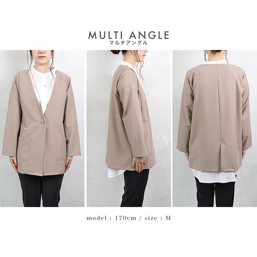 ジャケット ノーカラー レディース アウター ノーカラージャケット V