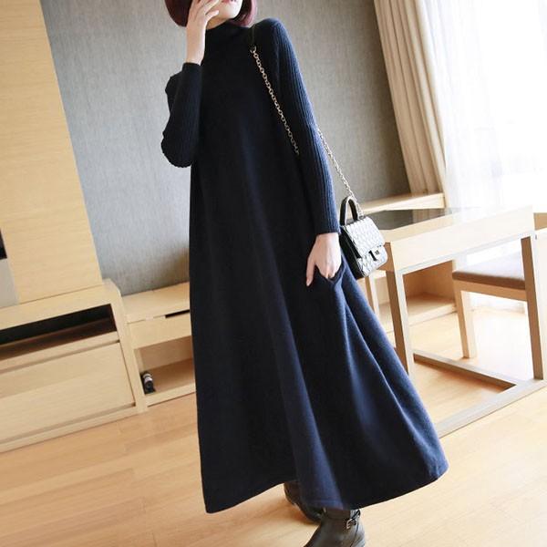 ハイネックワンピース レディース ロング丈 Aライン ニット ワンピース リブ 切り替え ニットワンピ カジュアル 宅配便送料別 C Aultop 307 N Mart 通販 Yahoo ショッピング