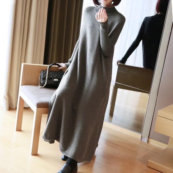 ハイネックワンピース レディース ロング丈 Aライン ニット ワンピース リブ 切り替え ニットワンピ カジュアル 宅配便送料別 C Aultop 307 N Mart 通販 Yahoo ショッピング