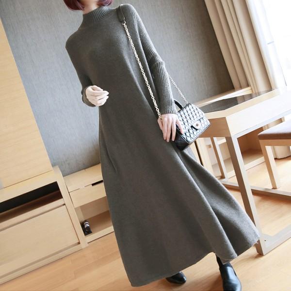 ハイネックワンピース レディース ロング丈 Aライン ニット ワンピース リブ 切り替え ニットワンピ カジュアル 宅配便送料別 C Aultop 307 N Mart 通販 Yahoo ショッピング