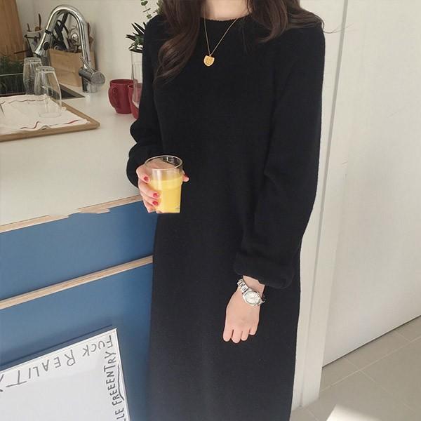 ニットワンピース ロング レディース トップス 秋冬 ニットワンピ 丸首 クルーネック 体型カバー ゆったり 宅配便送料無料 C Aultop 328 N Mart 通販 Yahoo ショッピング