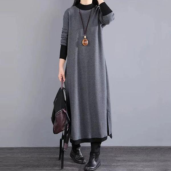 ワンピース レディース バイカラー ハイネック モックネック きれいめ