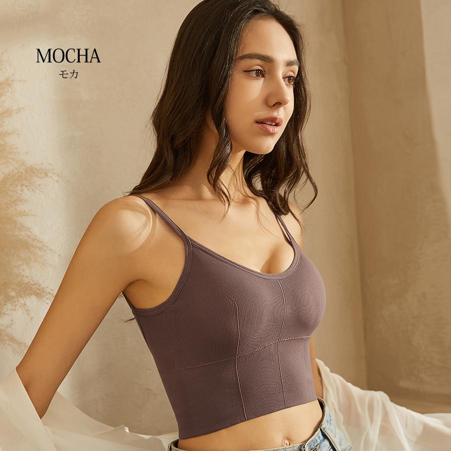 ブラトップ レディース インナー カップ付き キャミソール リブ ノン