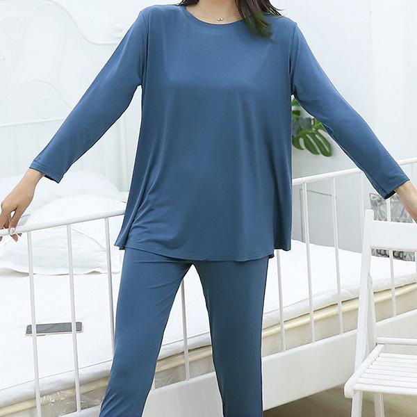 ルームウェア レディース パジャマ モダール 長袖 長ズボン フレア