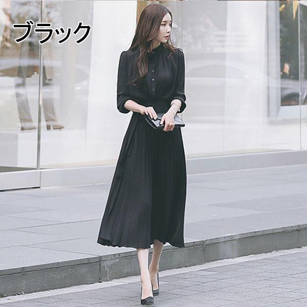 シャツワンピース プリーツ レディース トップス ウエストリボン 七分