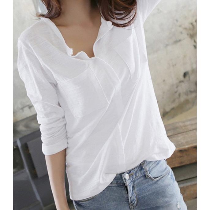 Tシャツ レディース トップス 長袖 シワ加工 Vネック カットソー 天竺 胸ポケット シンプル 30代 春 夏 メール便のみ送料無料2 5月1日から10日入荷予定 C Ltop 348 N Mart 通販 Yahoo ショッピング