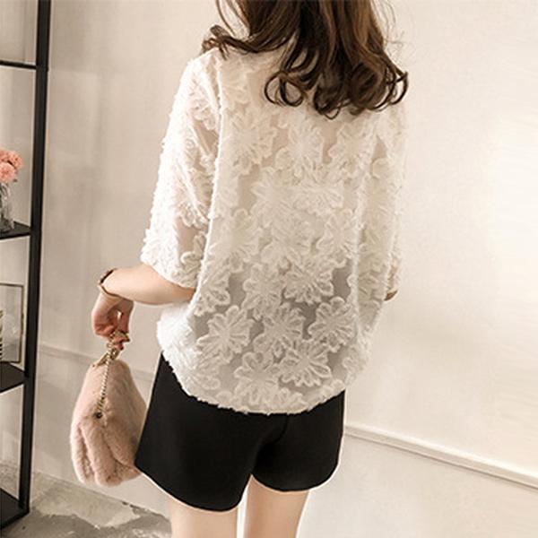Tシャツ 総レース レディース トップス ブラウス 半袖 透け感 シアー