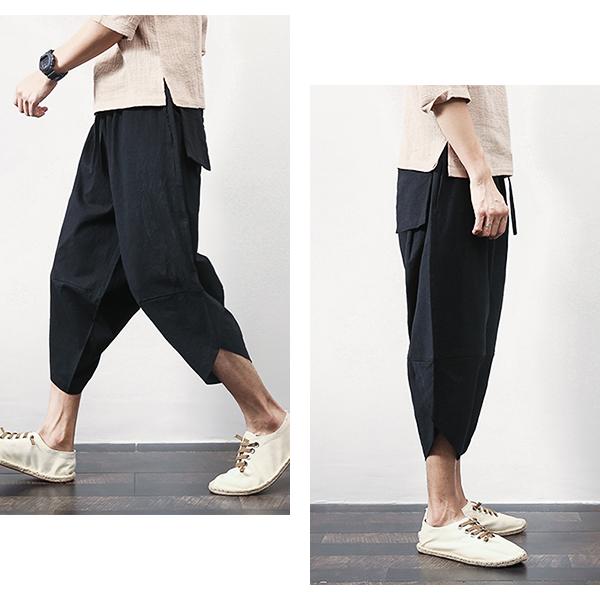 売り尽くしSALE☆半額お得】サルエルパンツ メンズ ボトムス 七分丈 綿