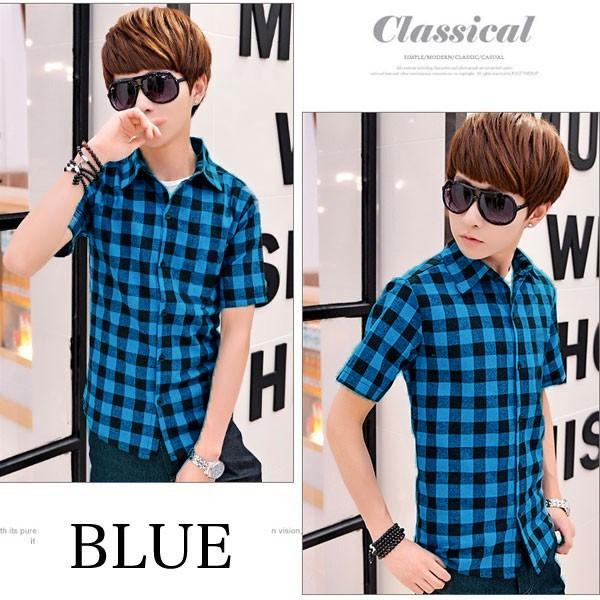 メール便のみ送料無料1 ブロックチェック半袖シャツ チェックシャツ メンズ レッド ブルー アウトレット 予約 11 1 10入荷予定 C Msh 007 N Mart 通販 Yahoo ショッピング