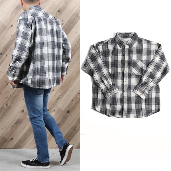 ビッグシルエット チェックシャツ メンズ 長袖 ネルシャツ ビッグシャツ メンズシャツ 黒 赤 青 メール便送料無料 S Lsh N Mart 通販 Yahoo ショッピング