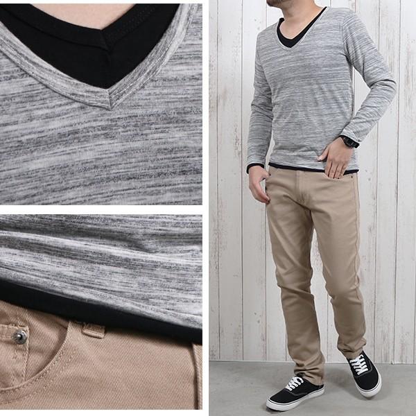 長袖tシャツ レイヤード メンズ Vネック ロングtシャツ 重ね着 トップス インナー カジュアル メール便のみ送料無料2 S Lt N Mart 通販 Yahoo ショッピング