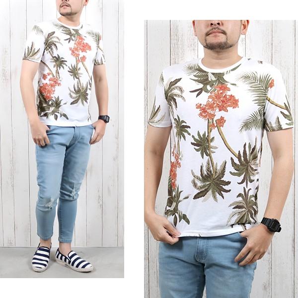 Tシャツ メンズ 半袖tシャツ 花柄 プリント 総柄 ボタニカル おしゃれ カジュアル サーフ メール便のみ送料無料2 S Ts N Mart 通販 Yahoo ショッピング