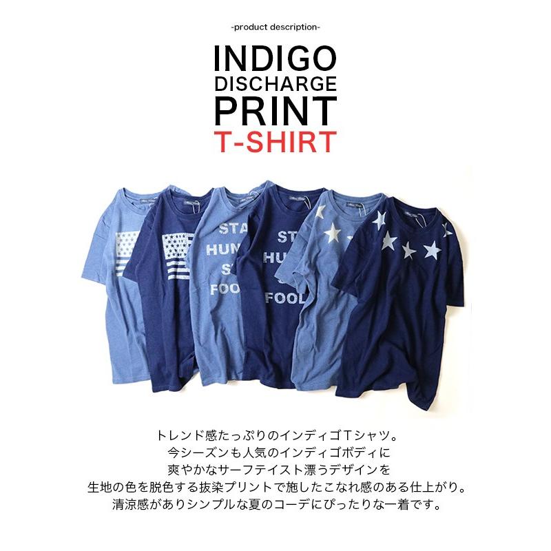 抜染プリントインディゴtシャツ メンズ カットソー Tシャツ 半袖 メール便のみ送料無料2 S Ts N Mart 通販 Yahoo ショッピング