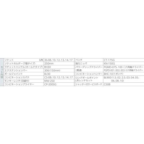 ＴＯＮＥ 整備用工具セット シャッター付サービスボード 工具一式のみ ３５点セット CS310C  【451-9361】｜n-nishiki｜02