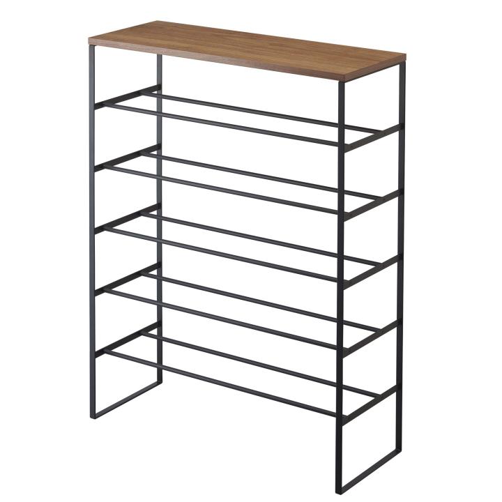 新品未使用 山崎実業 タワー 天板付 シューズラック ブラック ウォルナット 山崎実業 ( 天板付き シューズラック 6段 tower タワー ブラック