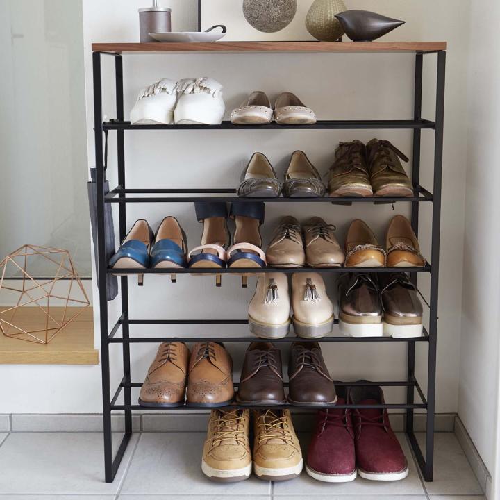 新品未使用 山崎実業 タワー 天板付 シューズラック ブラック ウォルナット Amazon｜山崎実業(Yamazaki) 天板付き シューズラック 6段