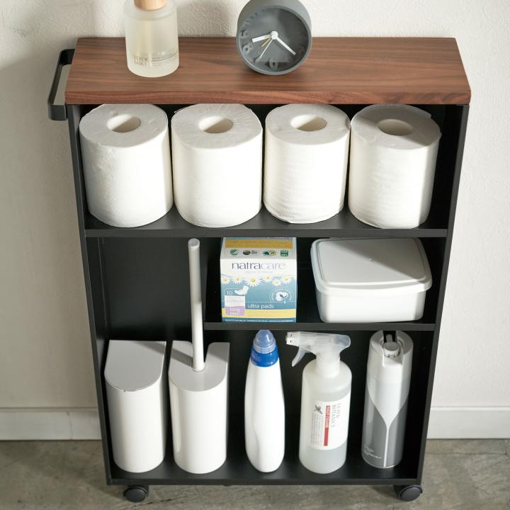 山崎実業 ( ハンドル付き スリムトイレラック タワー ブラック tower