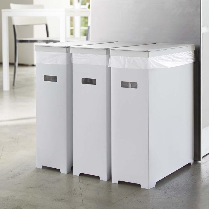 tower ( スリム 蓋付き ゴミ箱 ホワイト 3個組 タワー ) 山崎