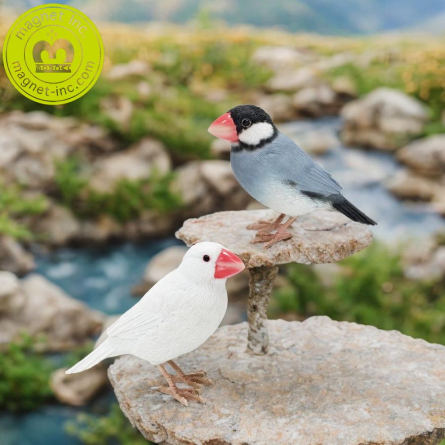 ポイント2倍)( リアルな文鳥のオブジェ 白文鳥・桜文鳥 ) シマエナガ