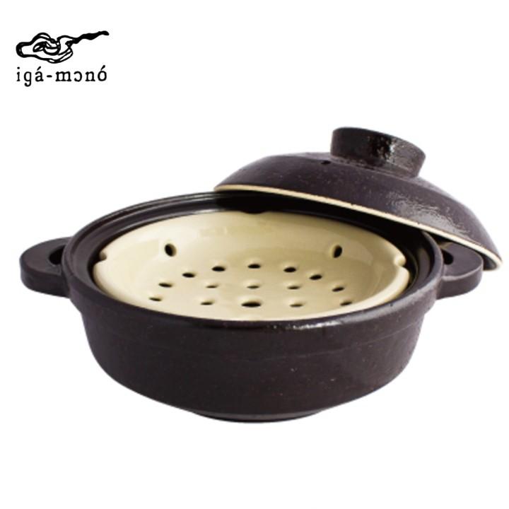 長谷園 IH対応 ヘルシー蒸し鍋 優 黒 大