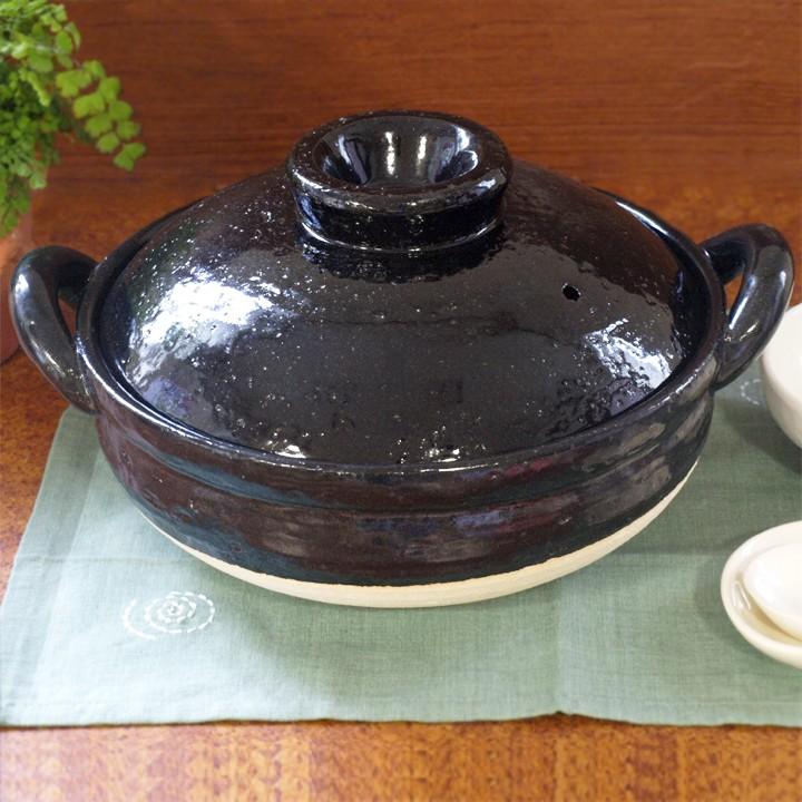 長谷園 ( ヘルシー蒸し鍋 黒 中 ) 伊賀焼 おしゃれ 多用 正規品