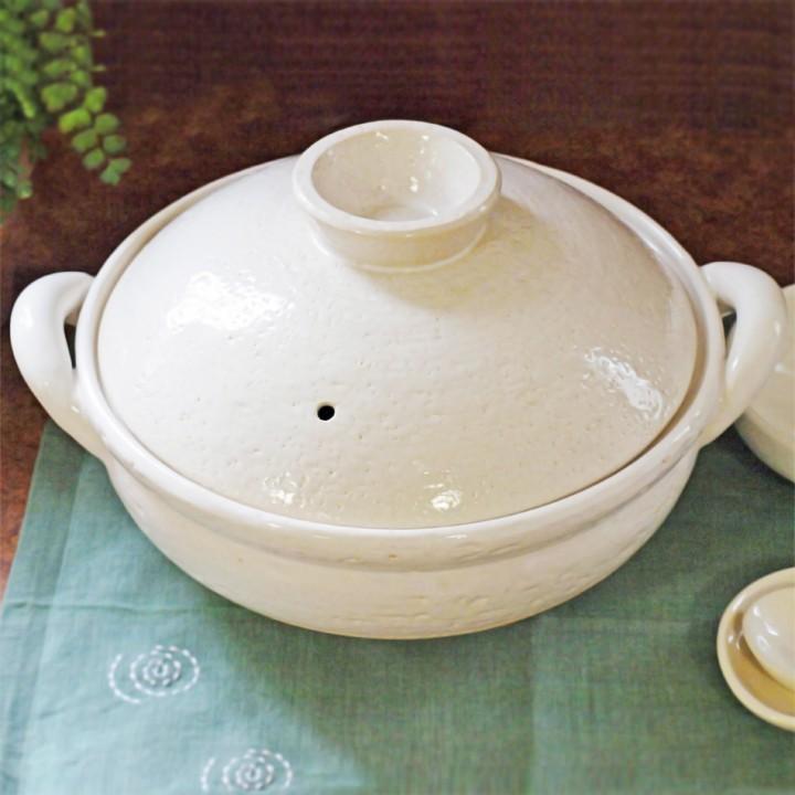 長谷園 ( ヘルシー蒸し鍋 白 中 ) 伊賀焼 おしゃれ 多用 正規品