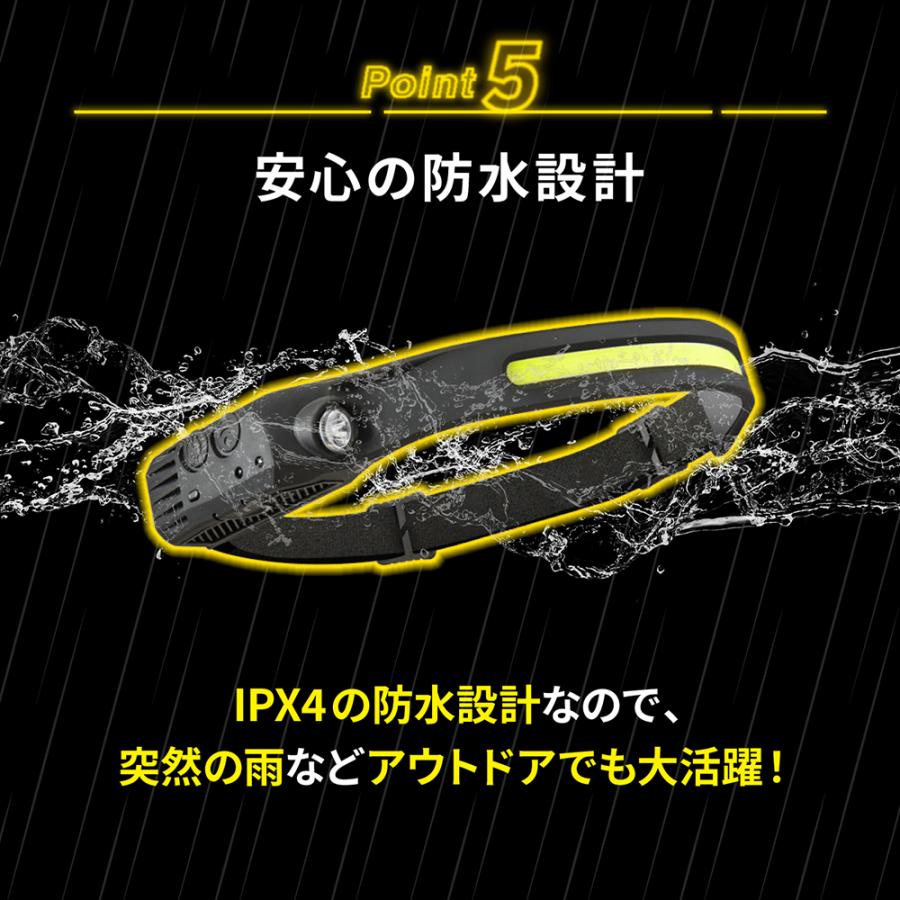 ヘッドライト led 充電式 釣り 最強ルーメン 防水 明るい タイプc 作業 ランニング 軽量 固定 usb センサー アウトドア 強力 | ブランド登録なし | 08
