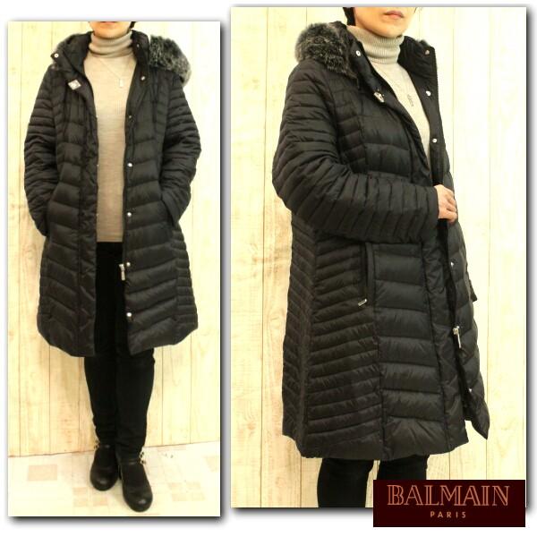 BALMAIN バルマン ダウンコート ブルーフォックスファー L ベルト付 ダウンコート ピエールバルマン（BARUMAIN） ブルーフォックス