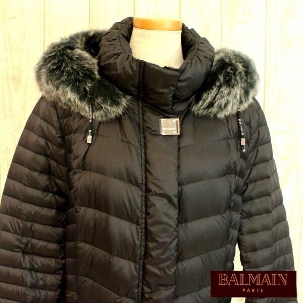 BALMAIN ブルーフォックスファー　ダウンジャケット【美品】 BALMAIN ダウンコート ブルーフォックス ファー ダウン95% L