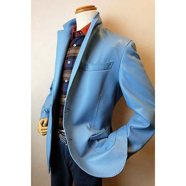 ラウラフェリーチェ Laura Felice レザージャケット サックス 秋冬パターンオーダー承り品 メンズウェアの画像