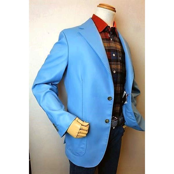 ラウラフェリーチェ Laura Felice レザージャケット サックス 秋冬パターンオーダー承り品 メンズウェアの画像