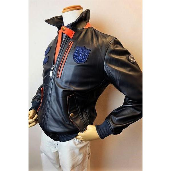 セール35％OFF シナコバ SINACOVA レザーブルゾン ネイビー 秋冬 