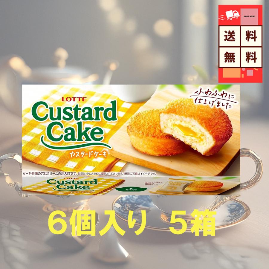 ロッテ（LOTTE） カスタードケーキ 6個入×5箱 ふんわりスポンジ おやつ