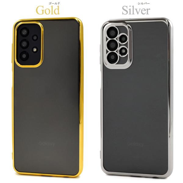 Galaxy A32 5G カバー ケース 背面クリアー×メタリックバンパー TPU