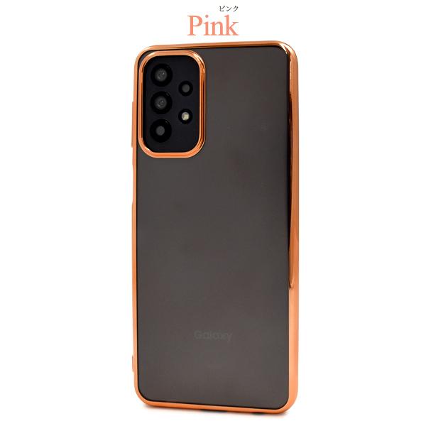 Galaxy A32 5G カバー ケース 背面クリアー×メタリックバンパー TPU