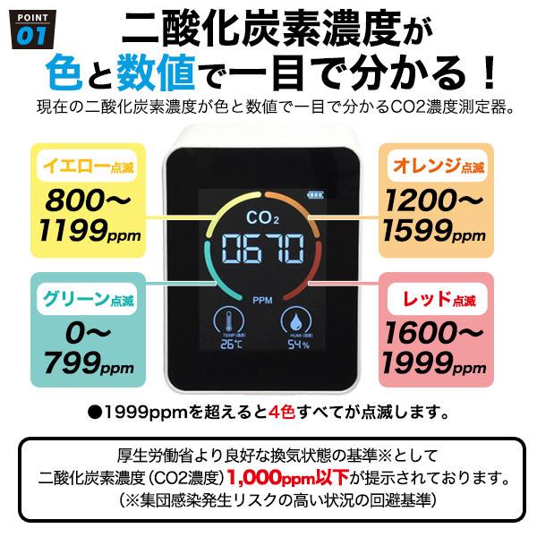 CO2濃度測定器 充電式 CO2センサー 二酸化炭素濃度計 UBS充電 CO2濃度測定器 充電式 CO2センサー 二酸化炭素濃度計 UBS充電