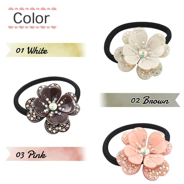 ヘアゴム 髪ゴム きらきらフラワー かわいい 髪留め ヘアアクセサリー