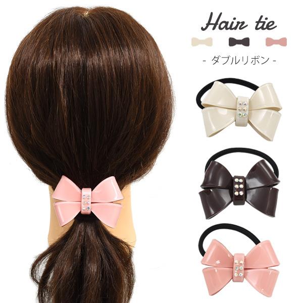 ヘアゴム 髪ゴム ラインストーンリボン かわいい 髪留め ヘア