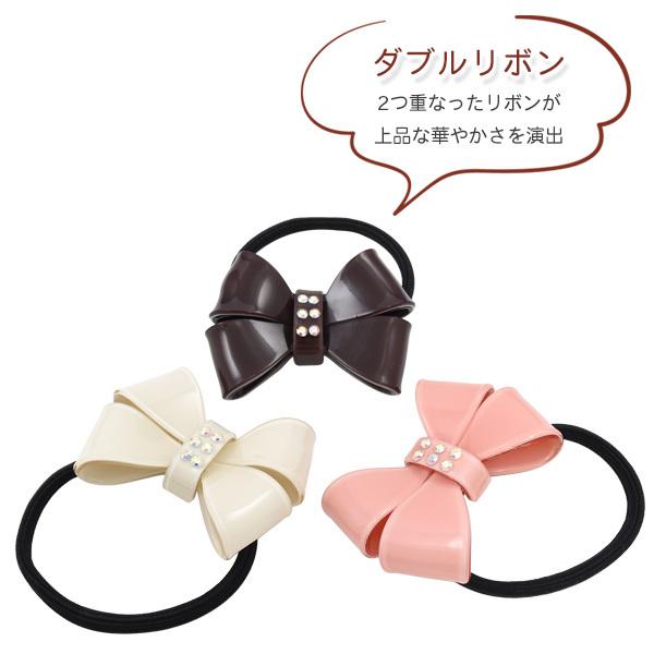 ヘアゴム 髪ゴム ラインストーンリボン かわいい 髪留め ヘア