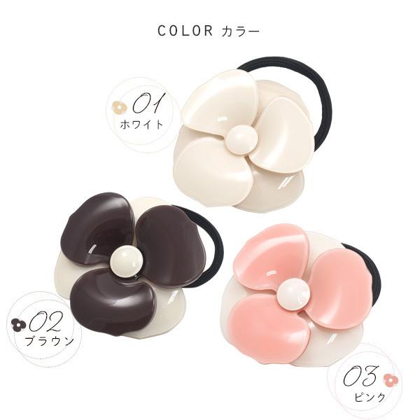 お買い得♡お揃い カメリア柄 お花モチーフ付 くるみボタン ヘアゴム 3