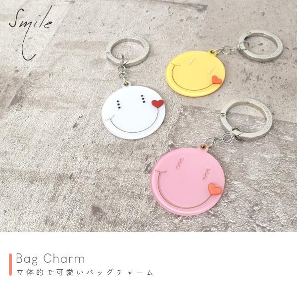 バッグチャーム スマイル アクリルキーホルダー かわいい キーリング