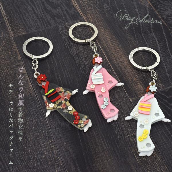 バッグチャーム 着物ガール 和風 アクリル キーホルダー かわいい