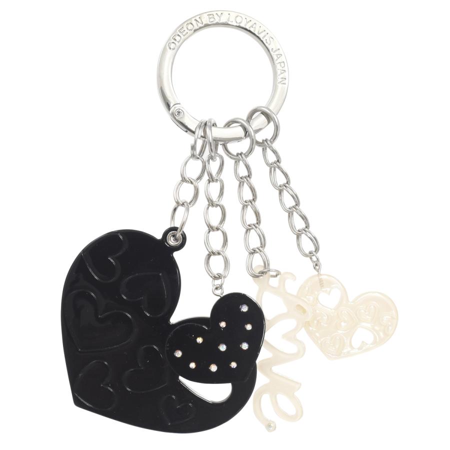 バッグチャーム トリプルハート LOVE キーリング かわいい アクリル