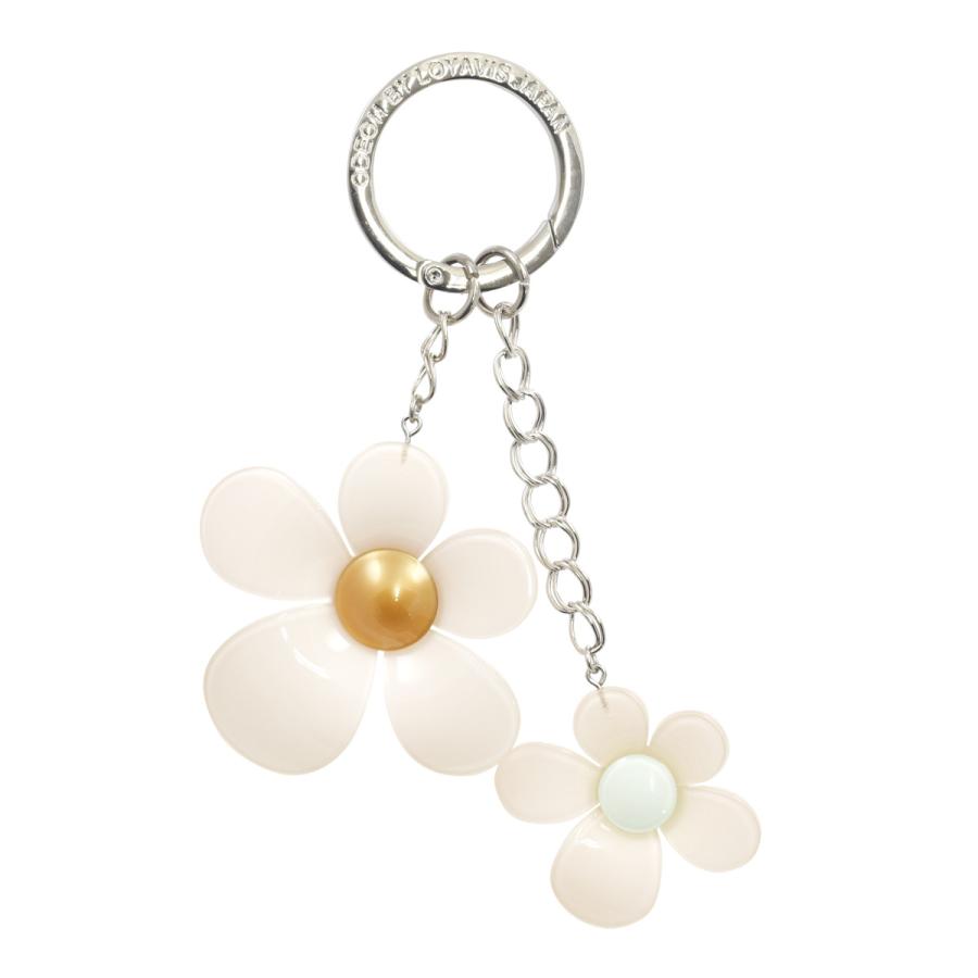 【新品・未使用】ルクセンブルク発！Romyチャーム White バッグチャーム プルメリアフラワー 花 キーリング かわいい