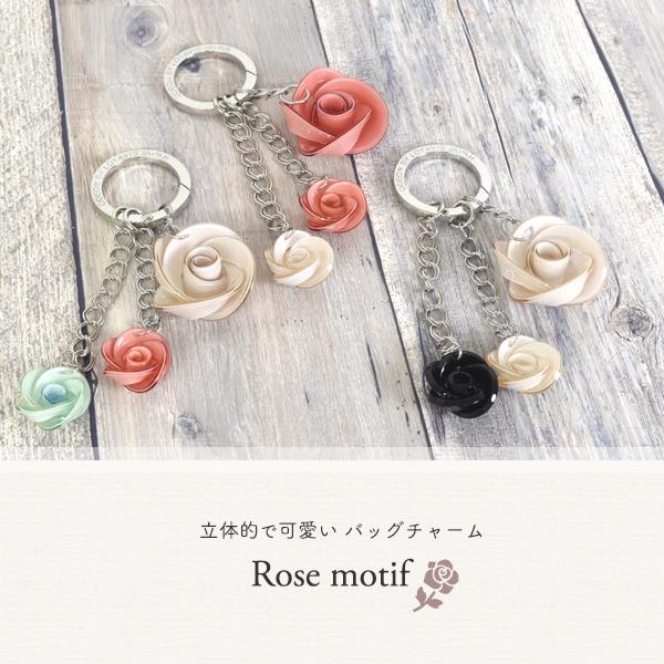バッグチャーム 三連バラ 薔薇 ローズ キーリング かわいい